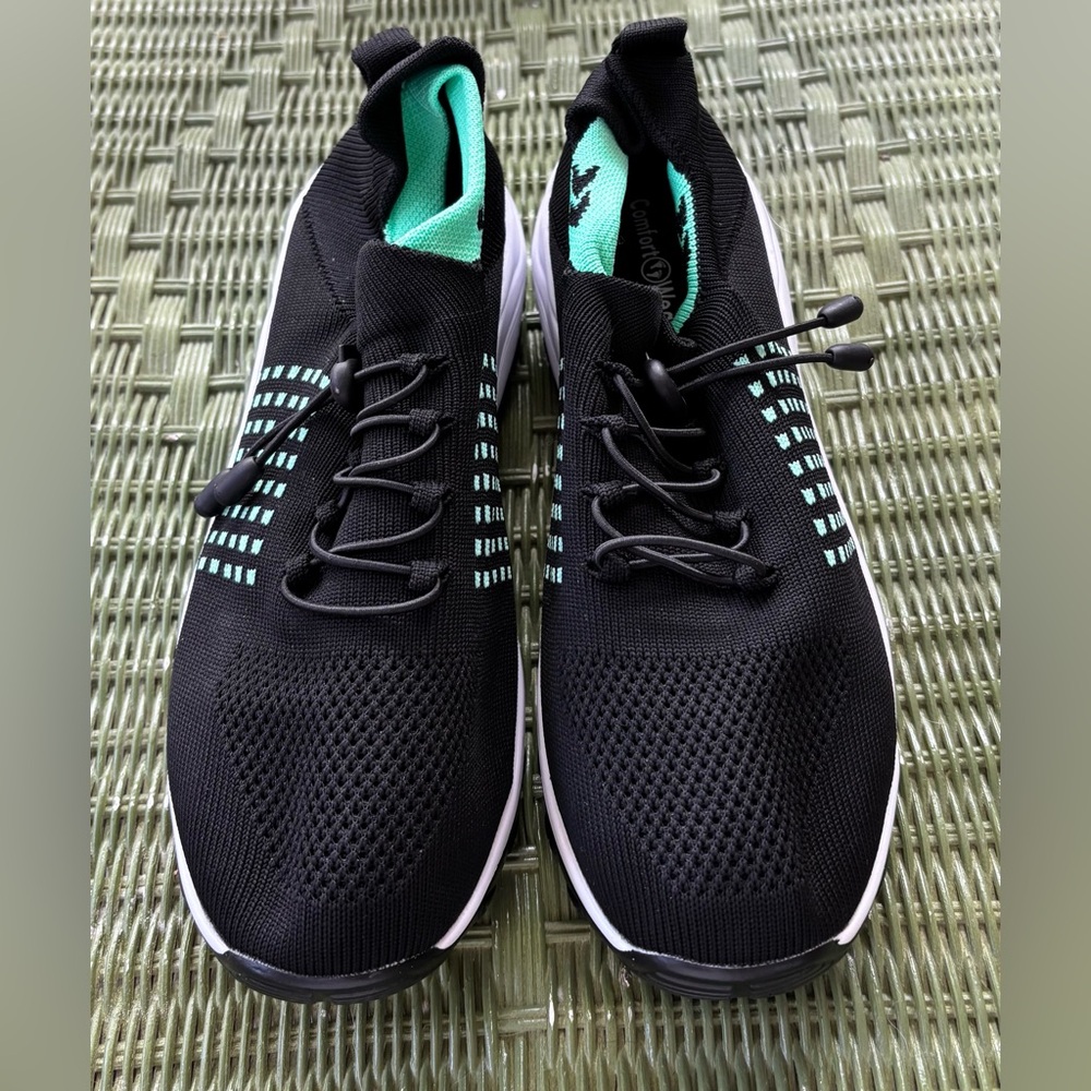 Comfortview Black and Teal Women's Sneakers